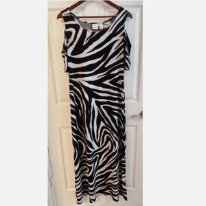 Chico's Cold-Shoulder Zebra Maxi Dress Size 1 US Size 8R
